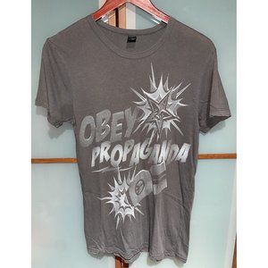 Obey Propaganda Mens Unisex Womens Grey Graphic Print T-Shirt Shirt Tee Size S